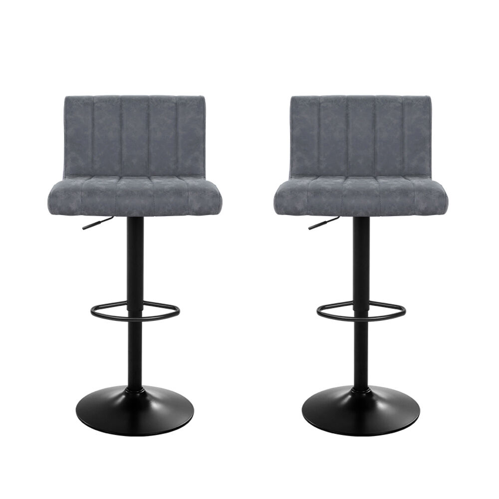 2x Bar Stools Vintage Leather Gas Lift Grey Price