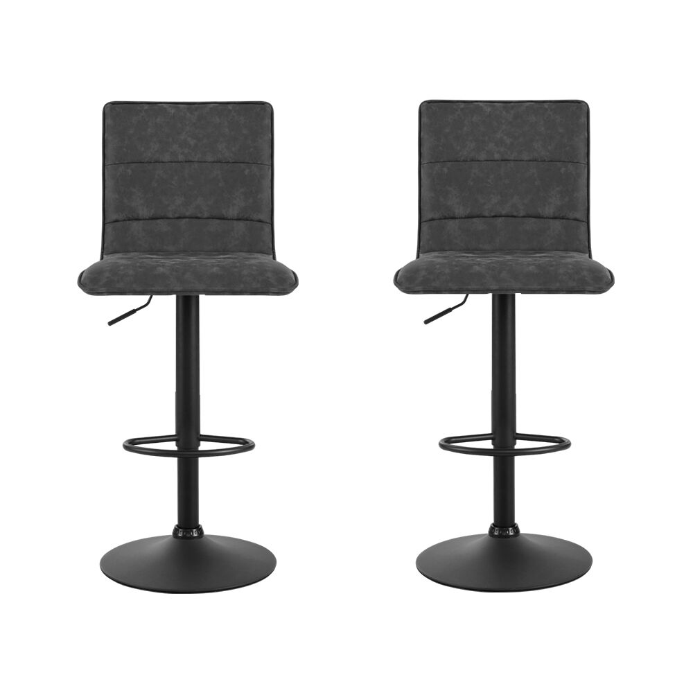 2x Bar Stools Gas Lift Vintage Leather Grey Price