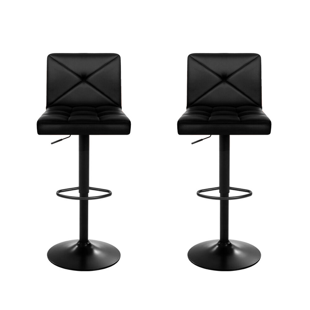 2x Bar Stools Kitchen Dining Chairs Gas Lift Stool Leather Black Price