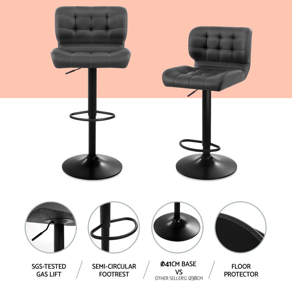 Artiss 4x Bar Stools Gas Lift Leather Padded Grey Price