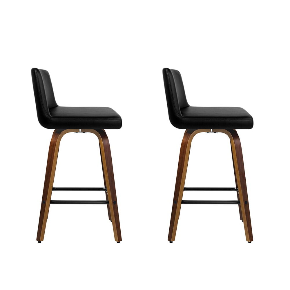 2x Bar Stools Swivel Leather Padded Wooden Price