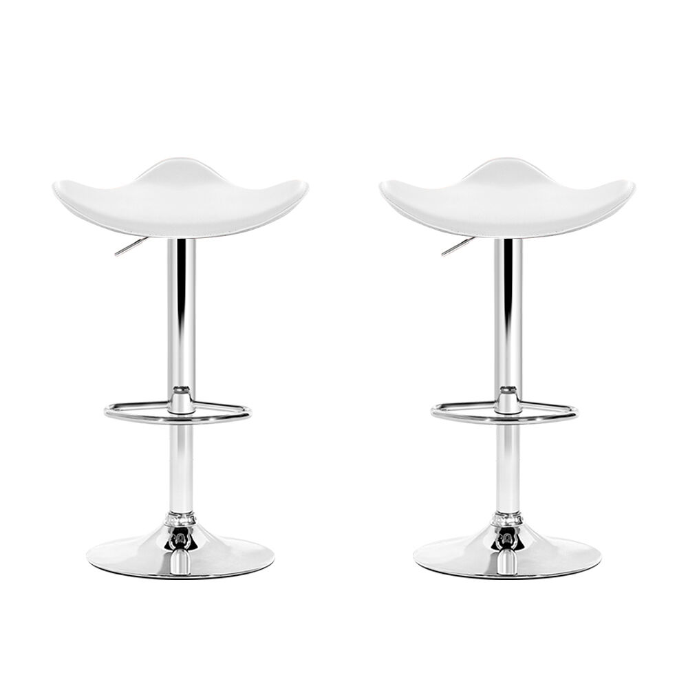 2x Bar Stools Leather Gas Lift Chair White Price