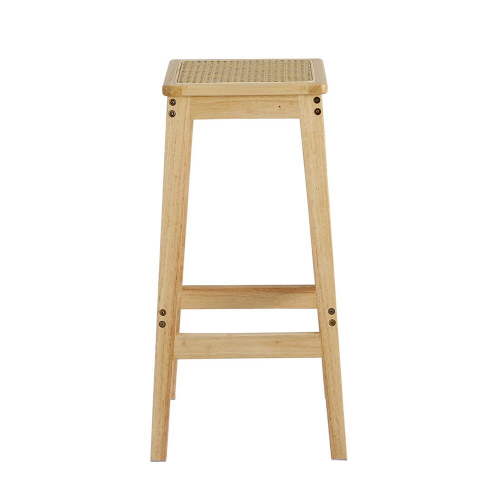 2x Bar Stools Rubber Wood Stool Counter Chair Rattan Barstools Kitchen Price