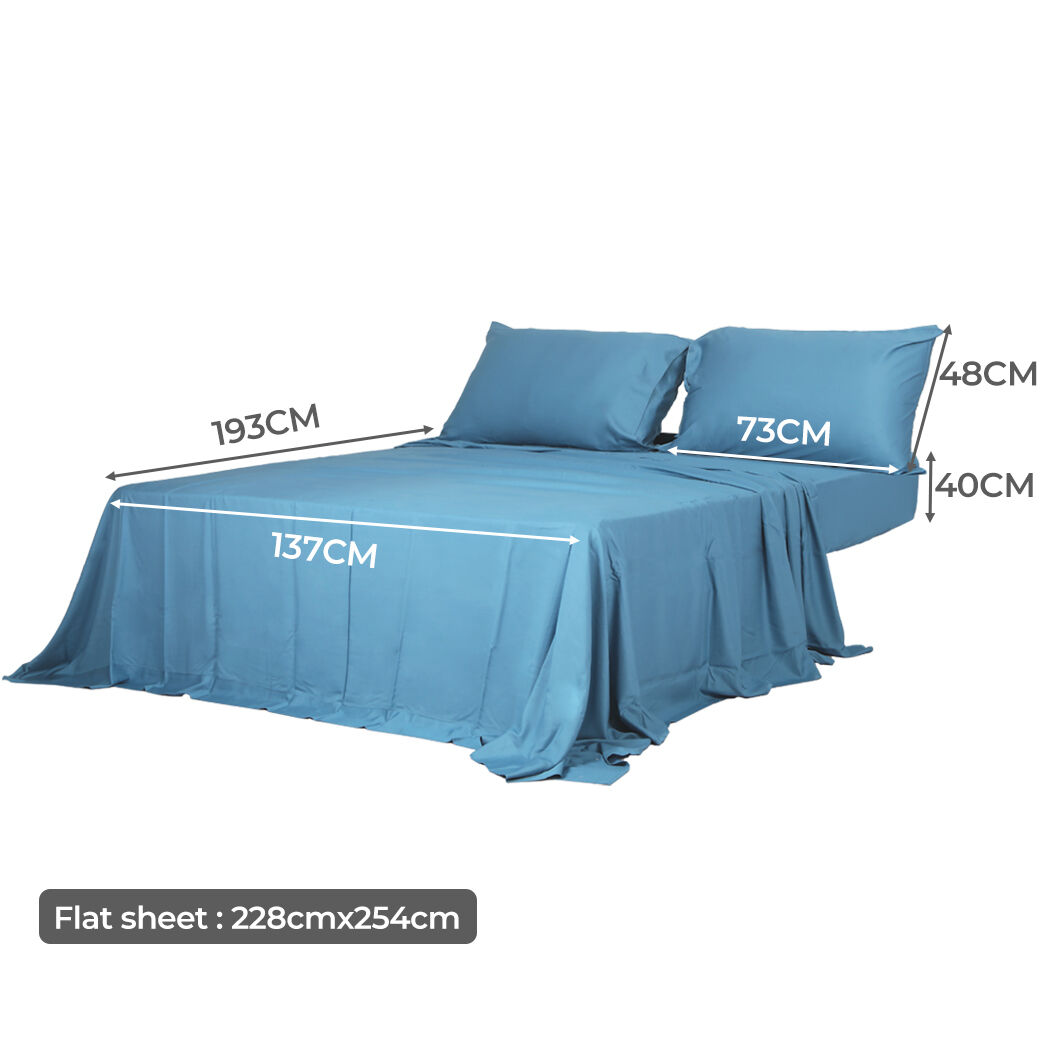 4pcs Double Size 100% Bamboo Bed Sheet Set in Blue Colour Price