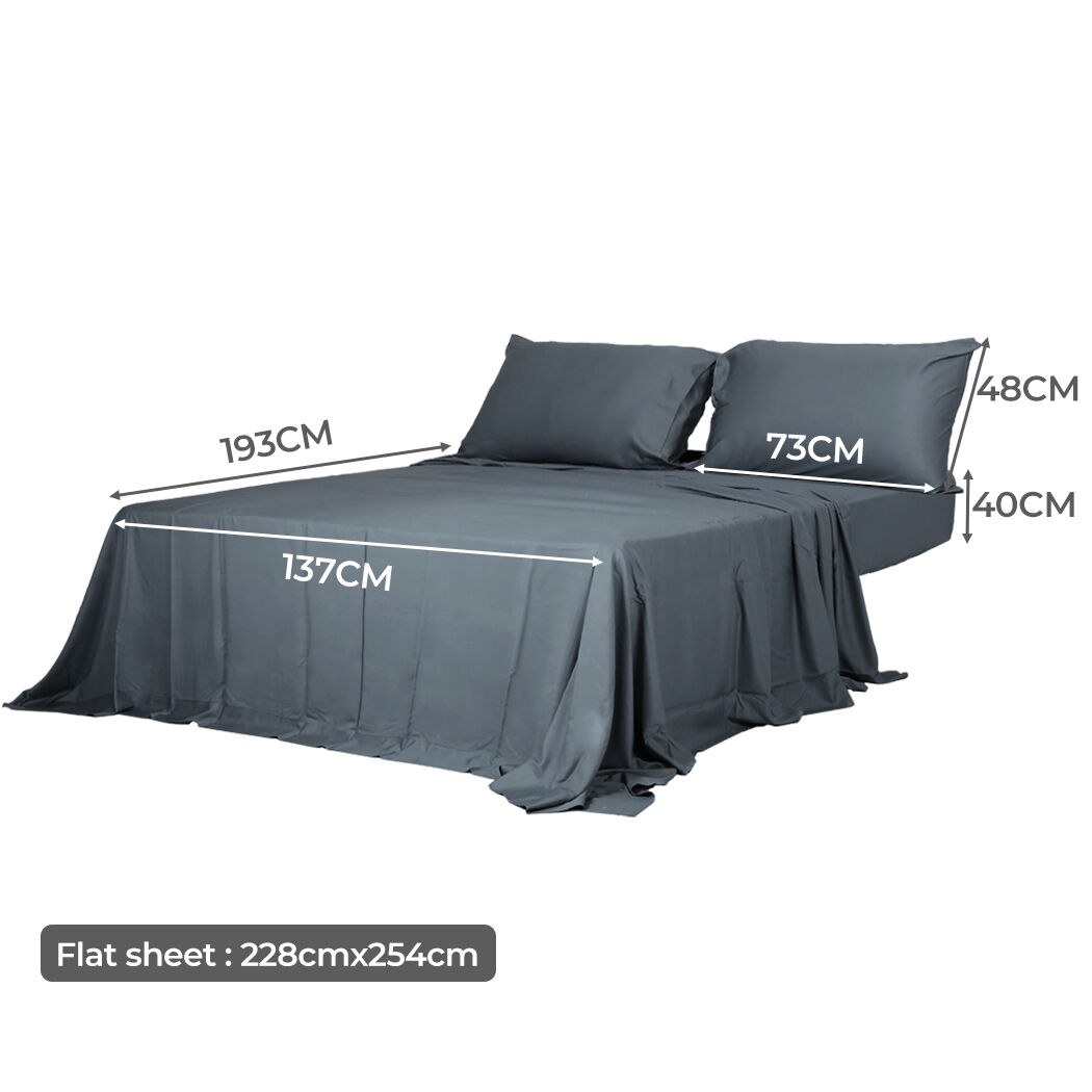 4pcs Double Size 100% Bamboo Bed Sheet Set in Charcoal Colour Price