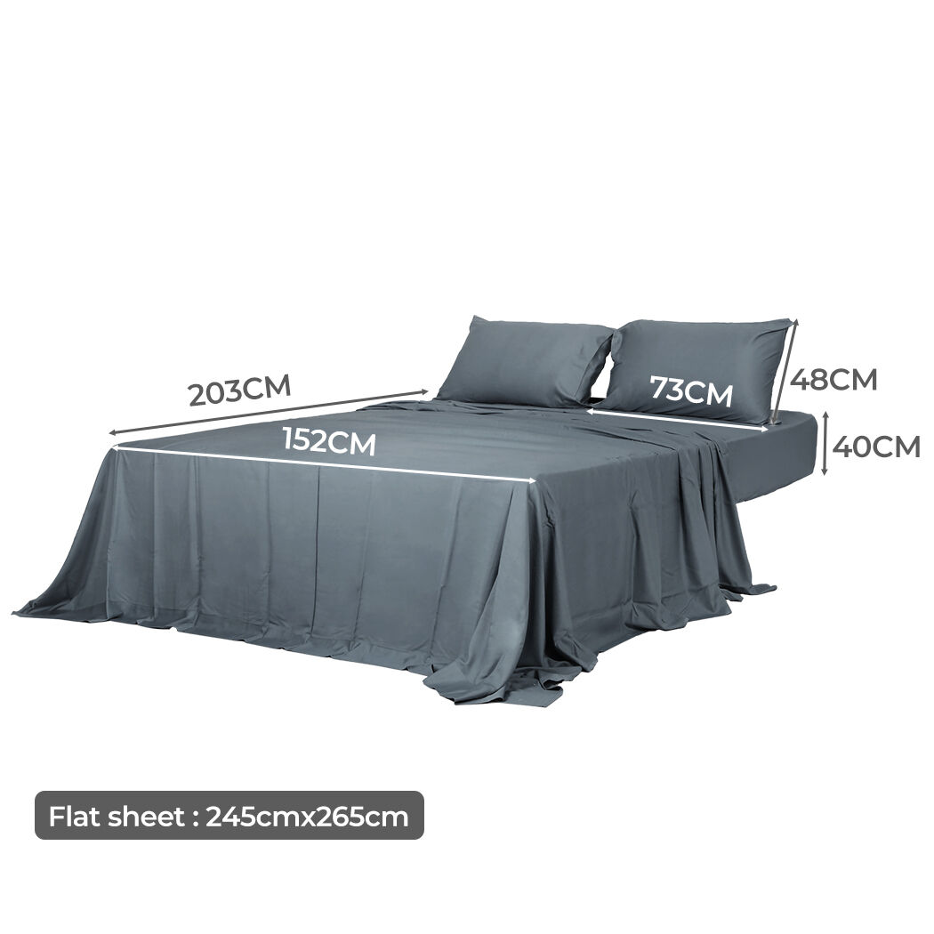 4pcs queen size 100% bamboo bed sheet set in charcoal lcolour Price
