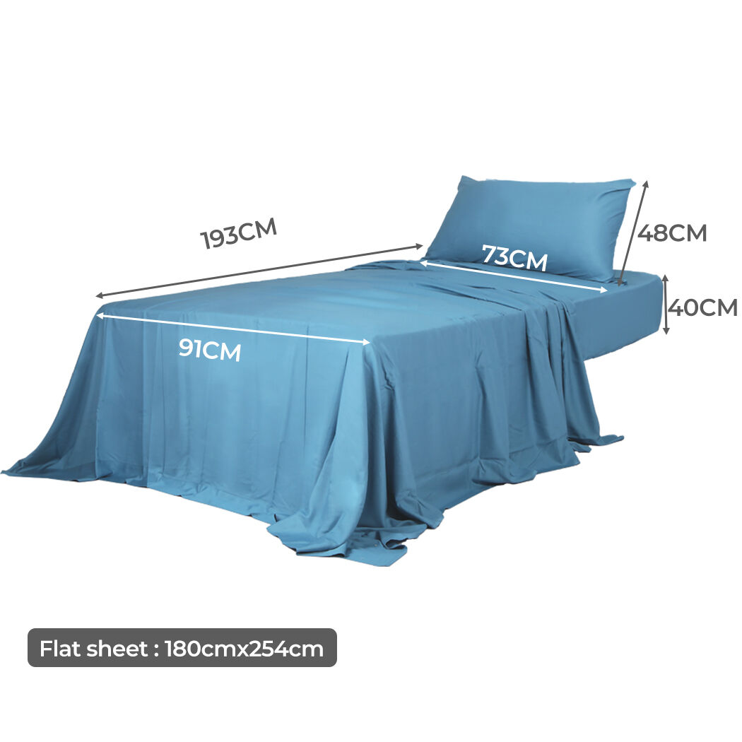 3pcs sinigle size 100% bamboo bed sheet set in blue colour single Price