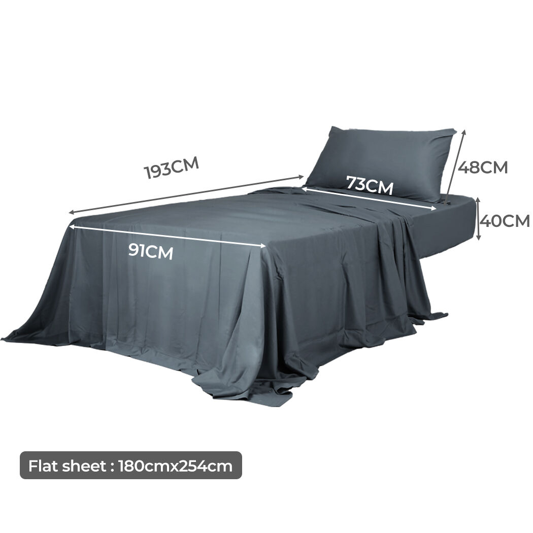 3pcs sinigle size 100% bamboo bed sheet set in charcoal colour single Price