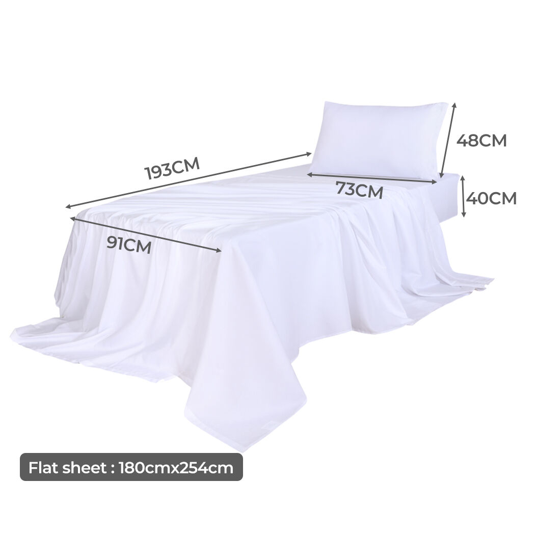 3pcs sinigle size 100% bamboo bed sheet set in white colour single Price