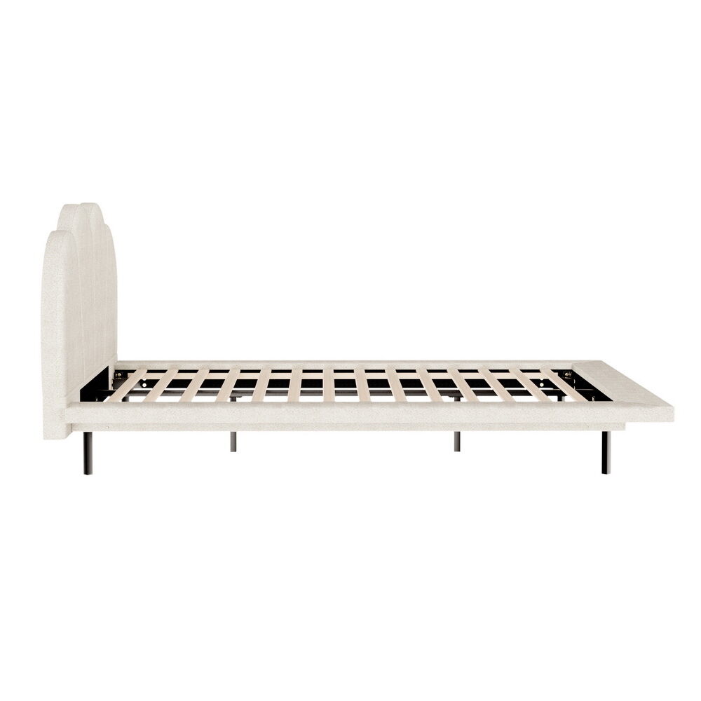 Bed Frame Queen Size Boucle Beige Price