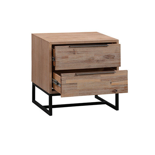 Bedside Table 2 drawers Side Table Solid Acacia Wood Veneered in Tea Colour Price