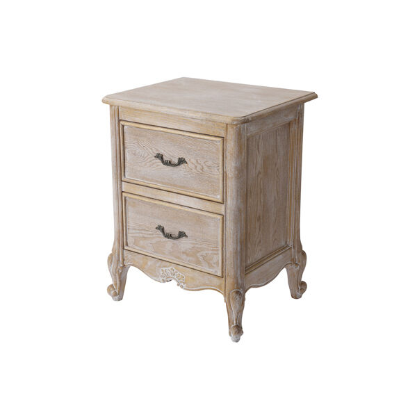 Bedside Table Oak Wood Plywood Veneer White Washed Finish Storage Drawers Price