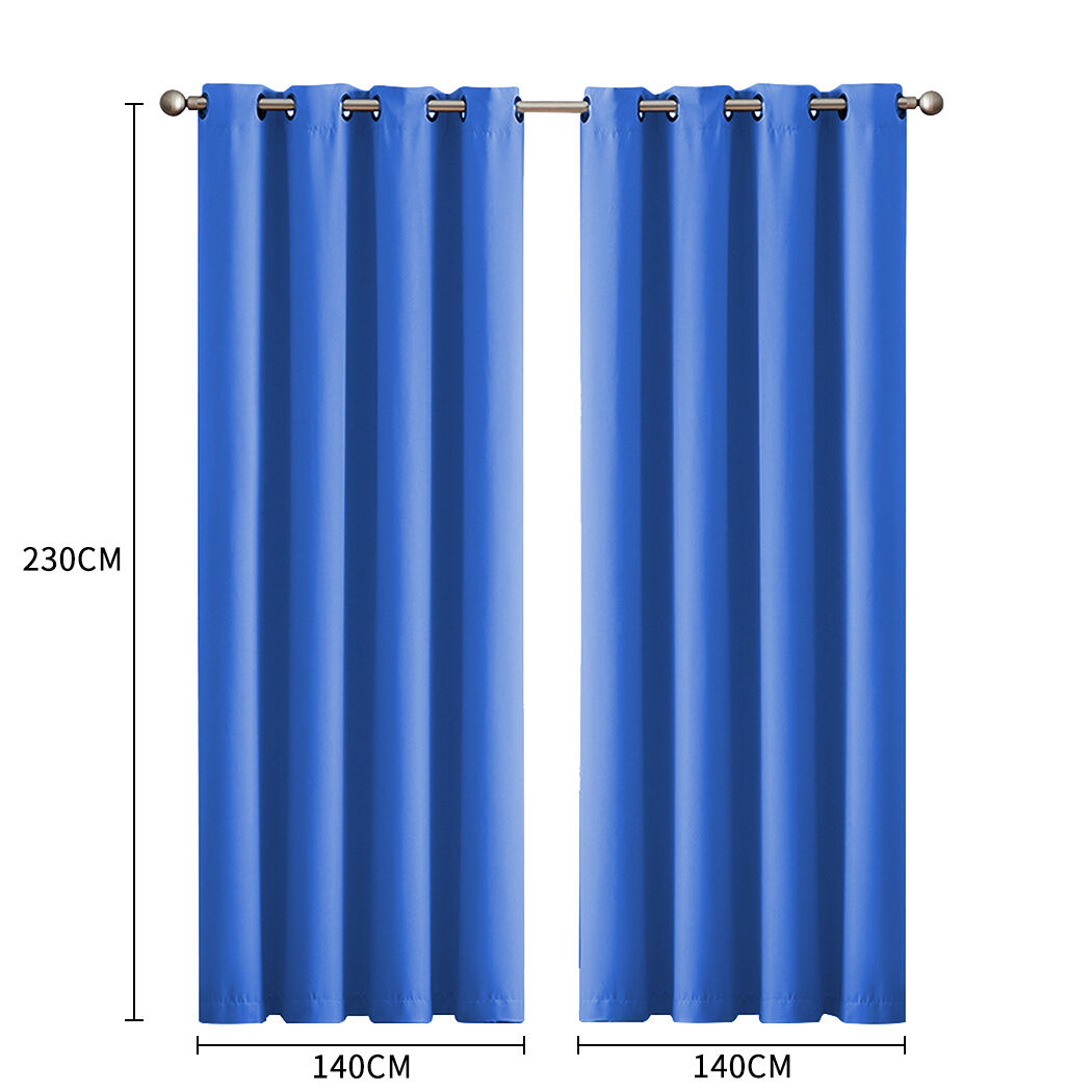 2x blockout curtains panels 3 layers blue Price
