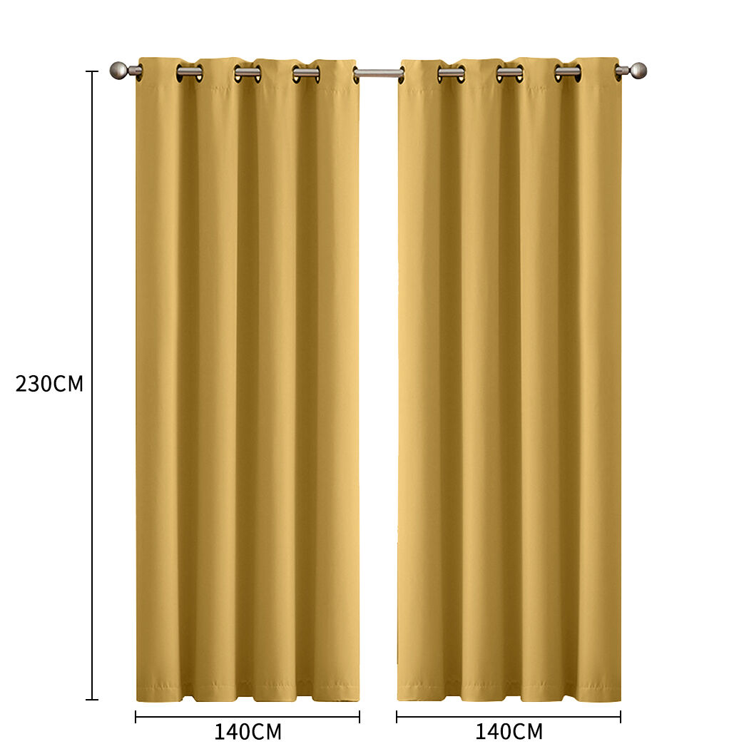 2x blockout curtains panels 3 layers mustard Price