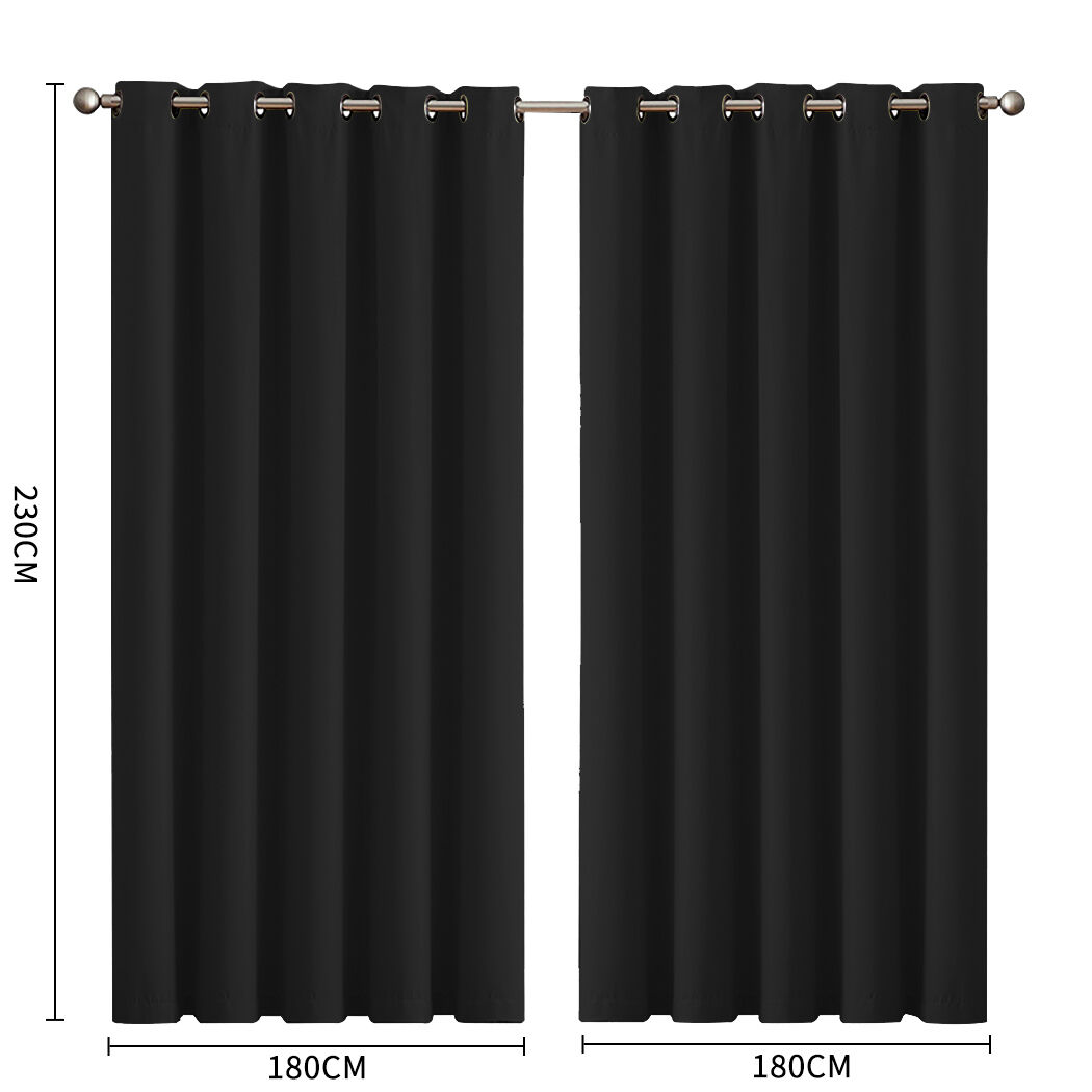 2x blockout curtains panels 3 layers black Price