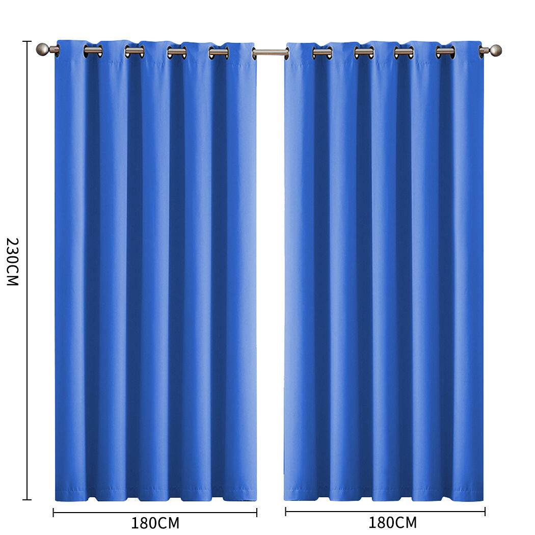 2x blockout curtains panels 3 layers blue Price