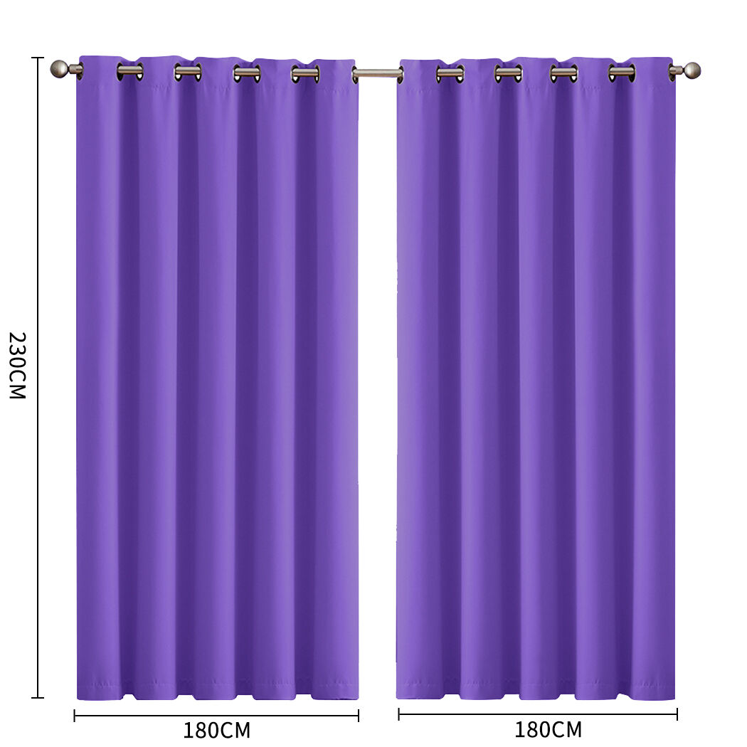 2x blockout curtains panels 3 layers purple Price