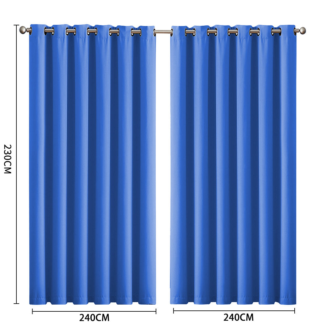 2x blockout curtains panels 3 layers blue Price