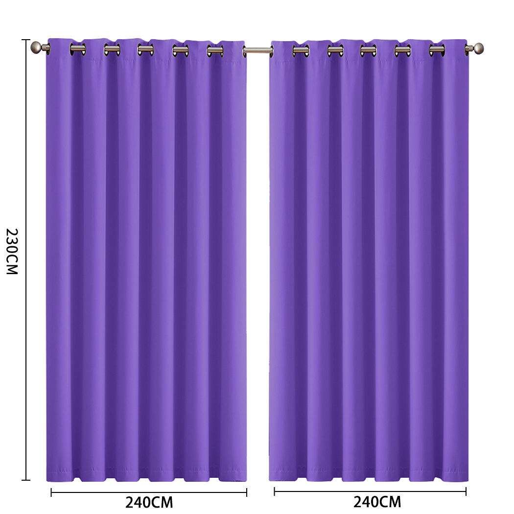 2x blockout curtains panels 3 layers purple Price