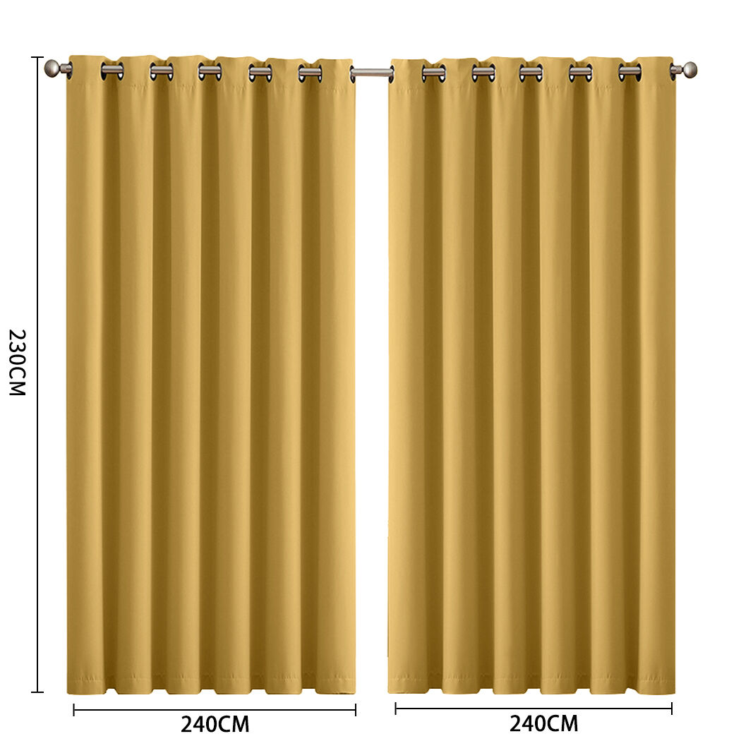 2x blockout curtains panels 3 layers mustard Price