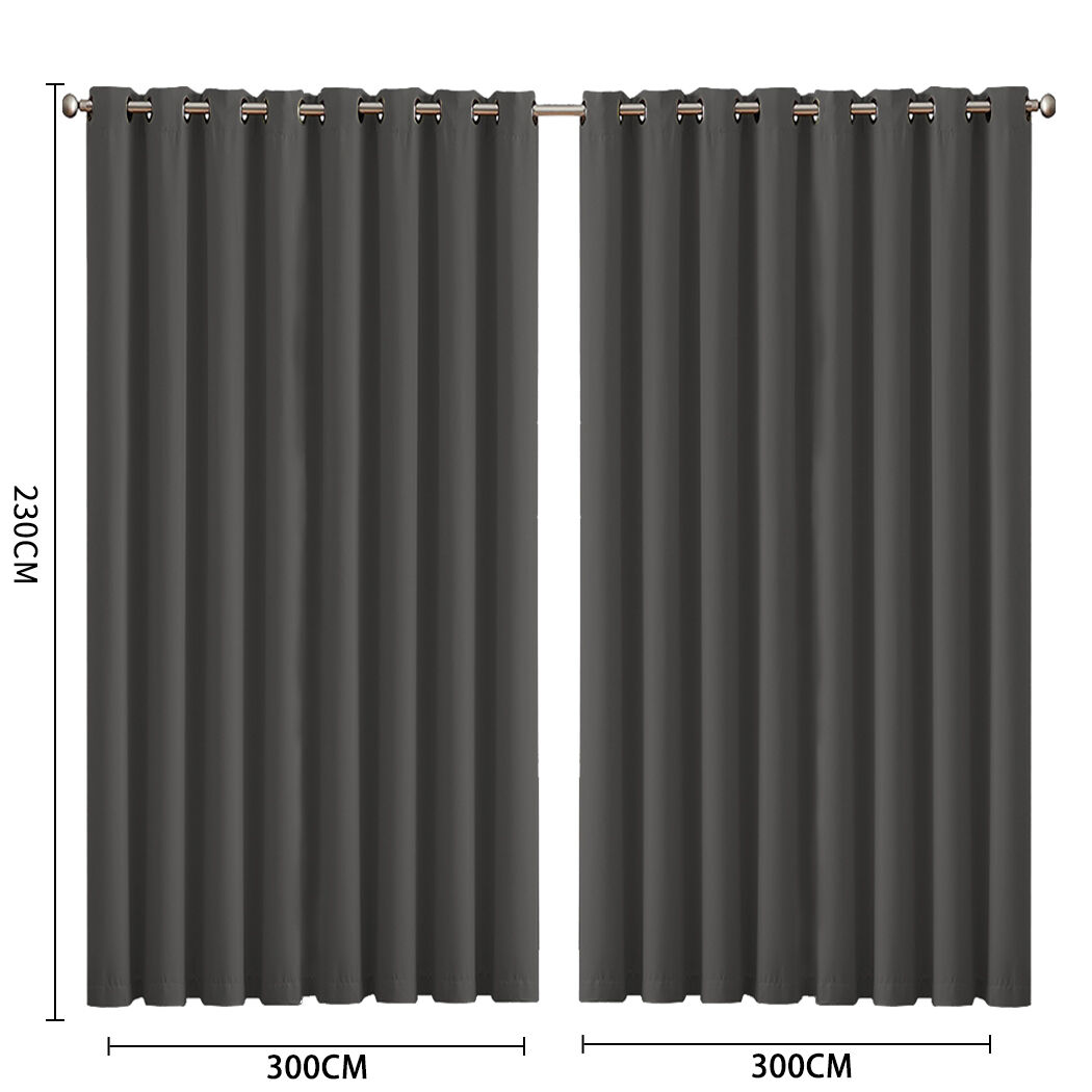 2x blockout curtains panels 3 layers charcoal cd1003-300x230-gy Price