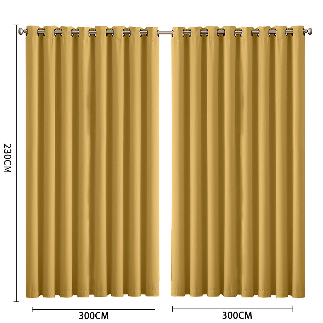 2x blockout curtains panels 3 layers mustard cd1003-300x230-gy Price