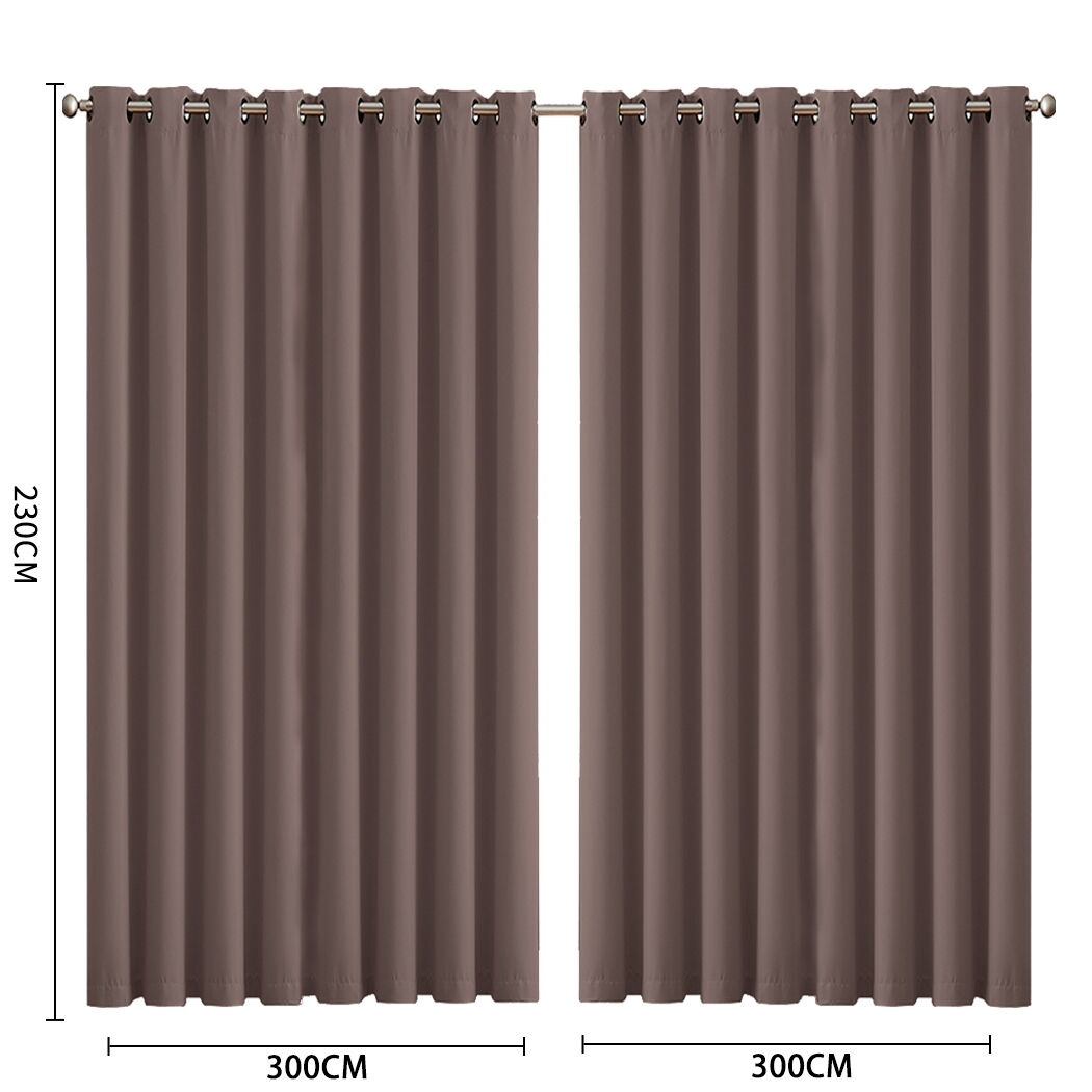 2x blockout curtains panels 3 layers taupe cd1003-300x230-gy Price