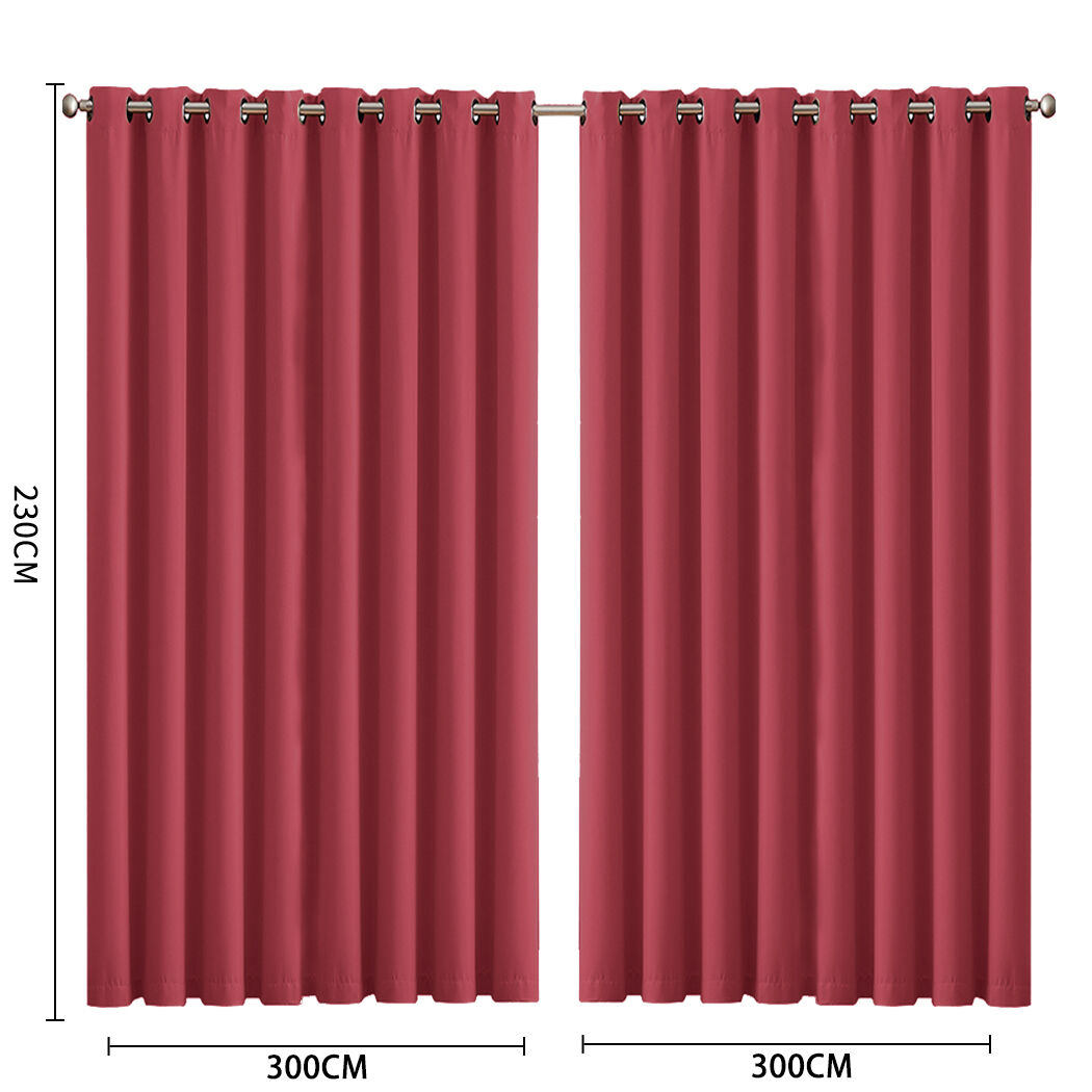 2x blockout curtains panels 3 layers burgundy cd1003-300x230-gy Price