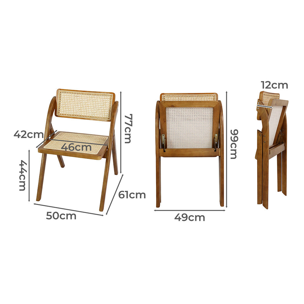 2x foldable rattan dining chairs walnut Price