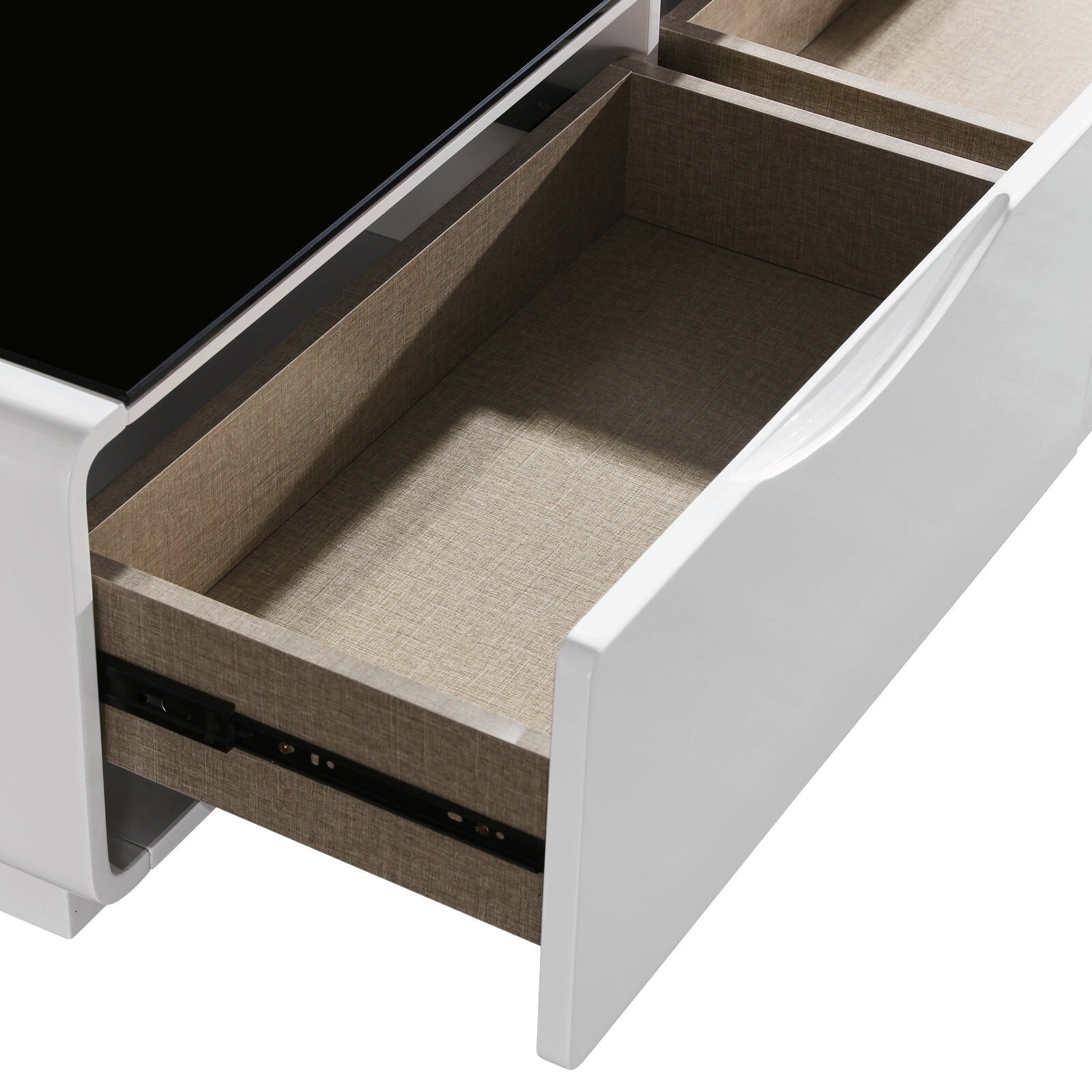 Metro Coffee Table Black Glass & White Painting Price