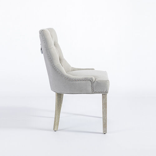Coaster 2x Dining Chair Light Grey Linen White Wash Legs Price