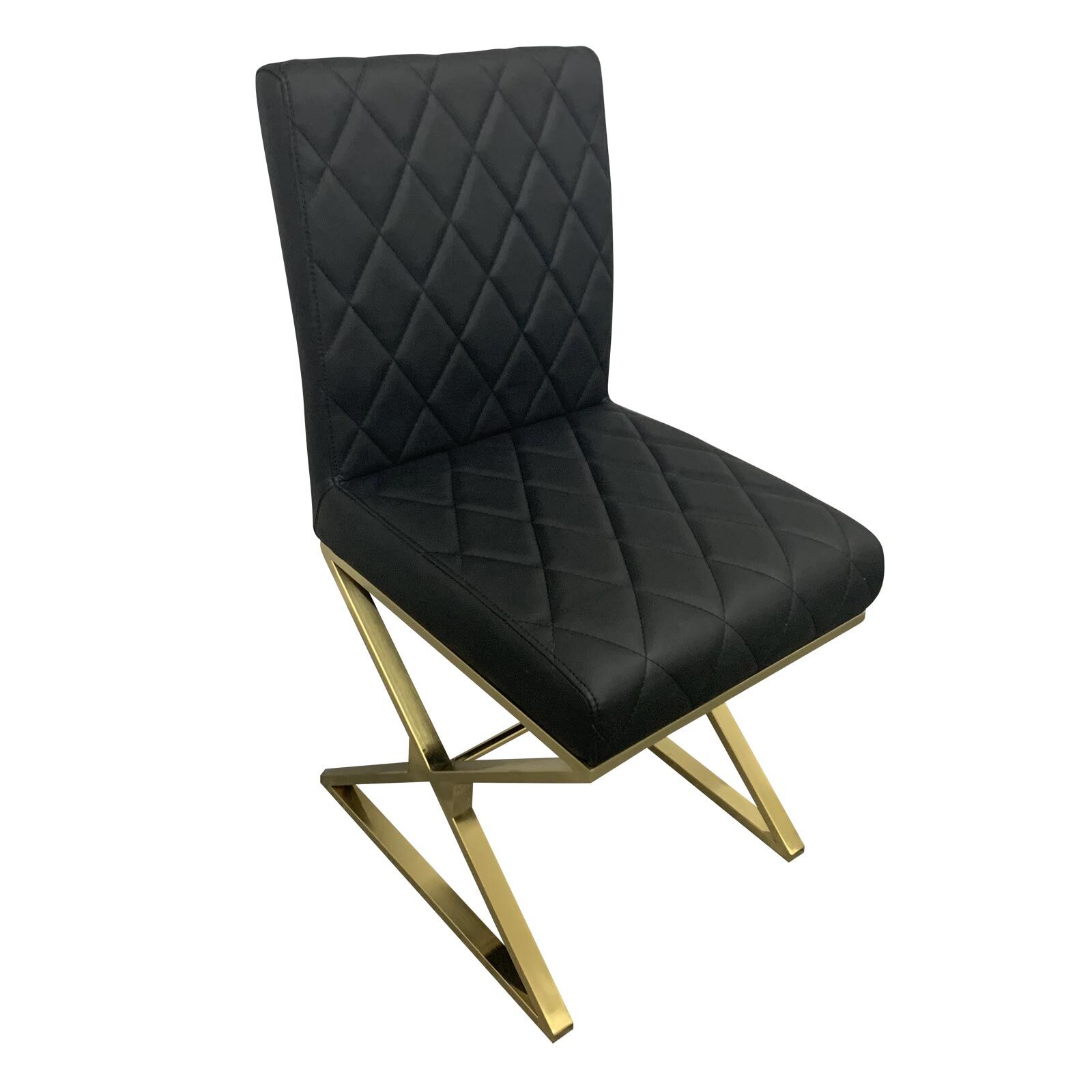 Daisy 2x Dining Chair Stainless Gold Frame & Seat Black Pu Leather (SH034) Price