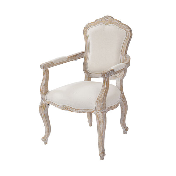 2X Armchair White Washed Wooded & Beige Color Fabric Price