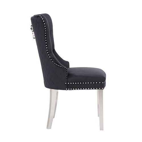 Victoria 2x Dining Chair Black Vevet & STAINLESS STEEL Legs Price