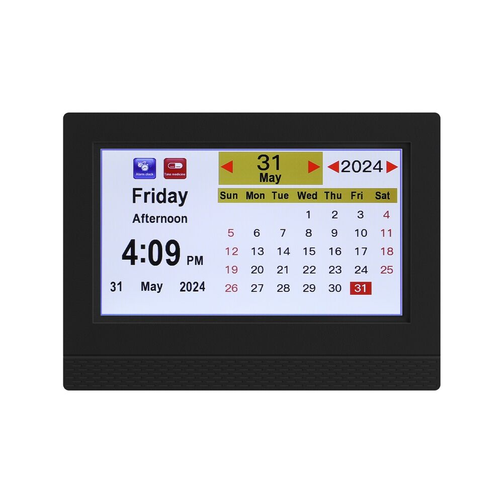 7" Digital Day Clock Calendar Alarm Black Price