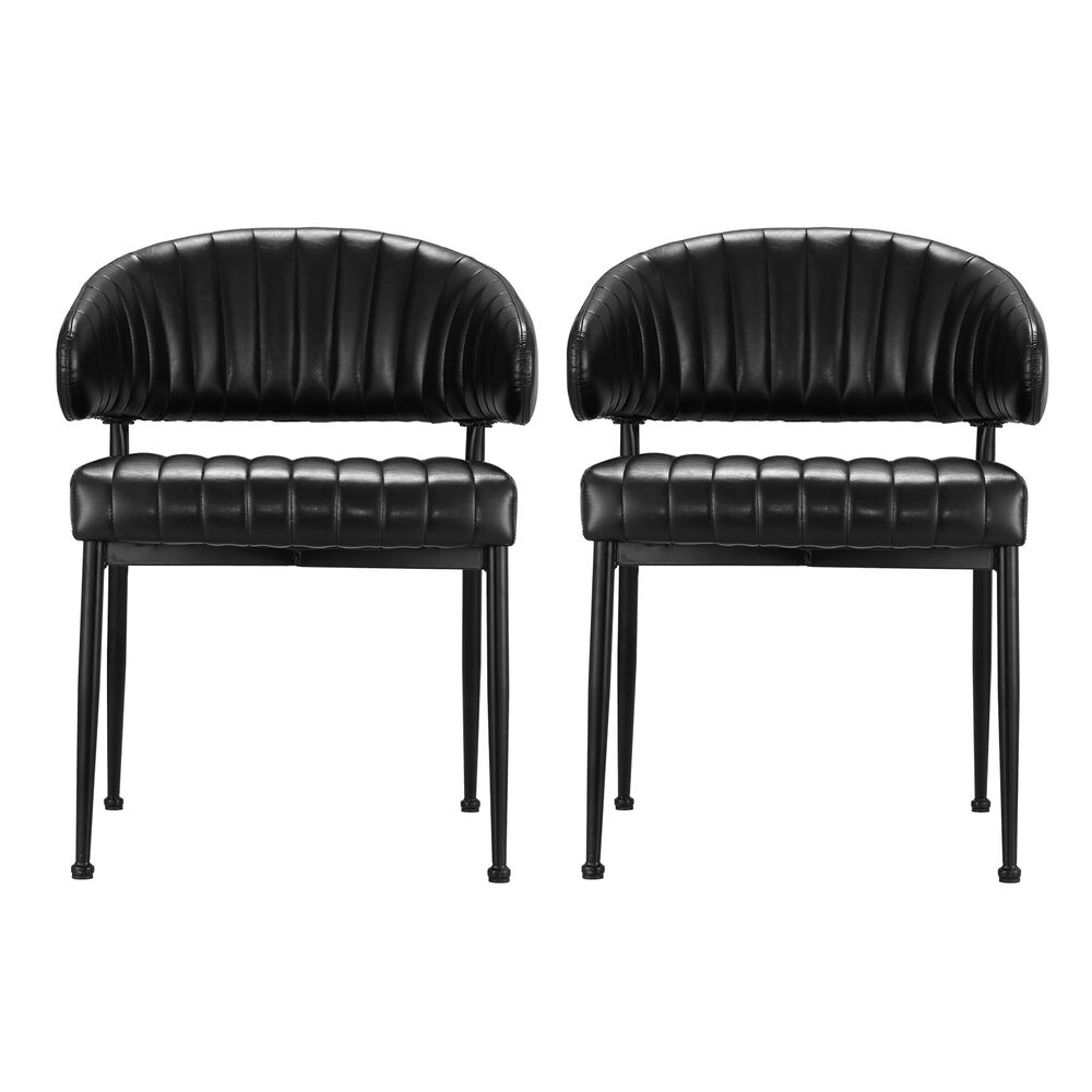 Dining Chairs Set of 2 Leather Hollow Armchair Black Price