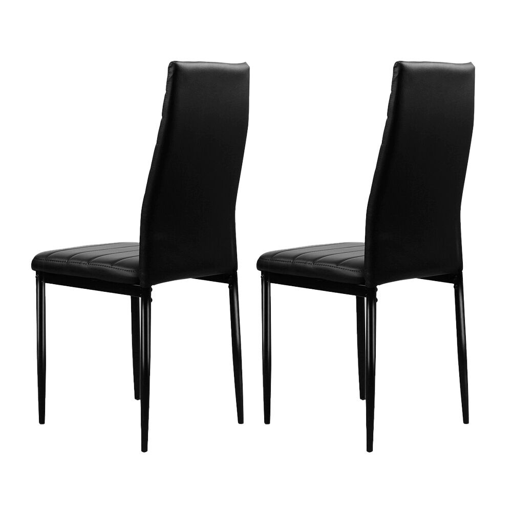 Dining Chairs Set of 4 Leather Channel Tufted Black Price