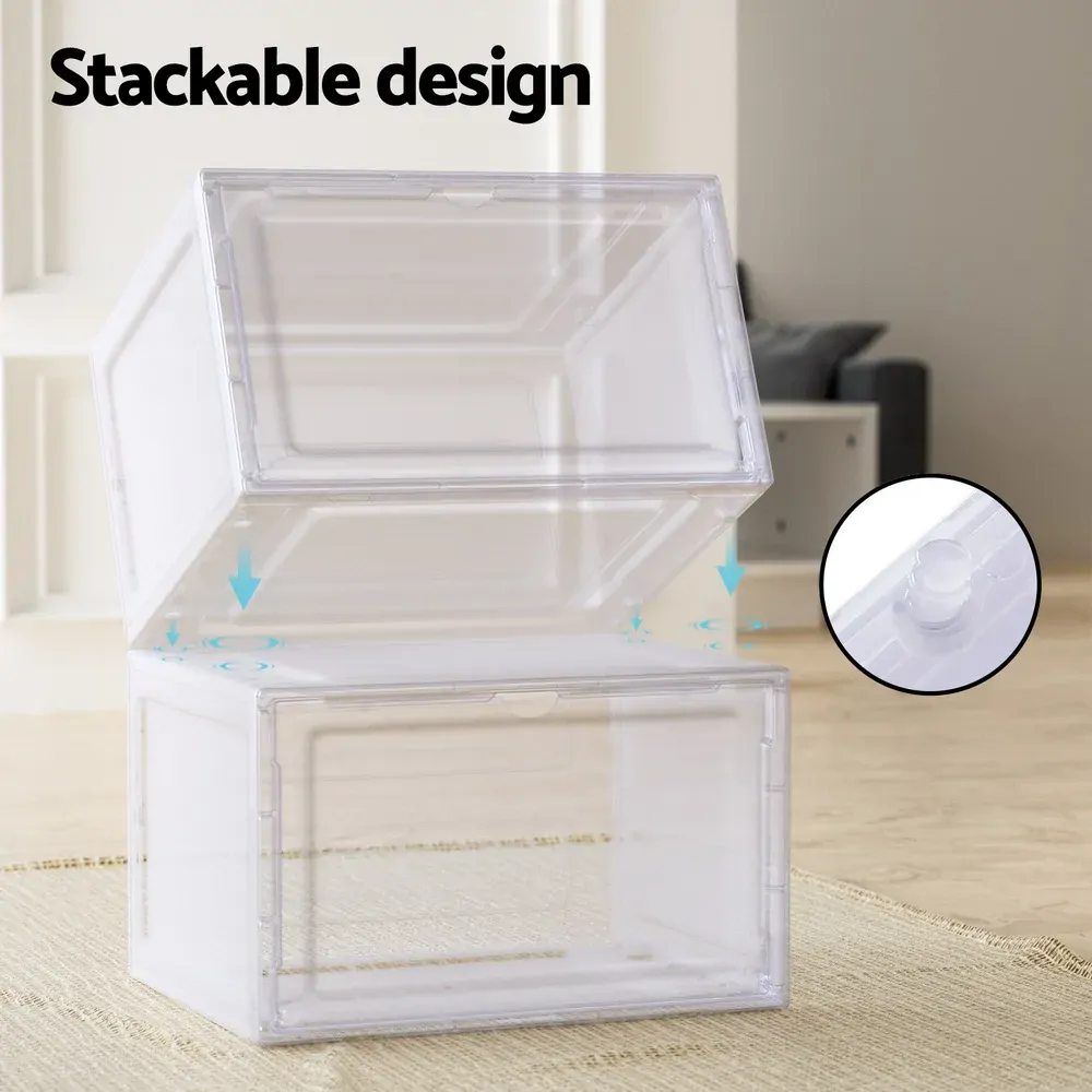 DIY Shoe Box Set of 2 Stackable Shoe Storage Case Magnetic Door Price