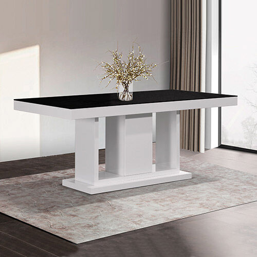 Espresso B&W Dining Table with 6X Black Chair Price