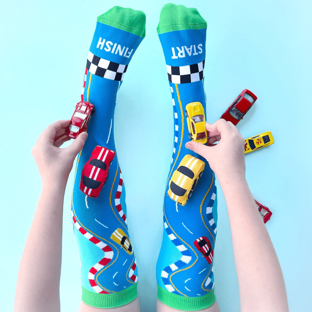 Racing Cars Socks With Plush Cars Kids & Adults Age 6 - 99 Price
