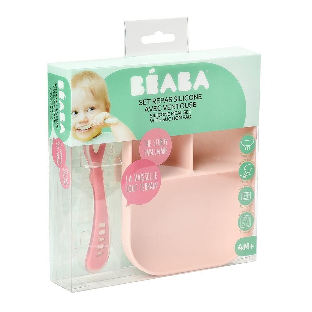 Silicone Suction Divided Plate & Spoon - Pink Price