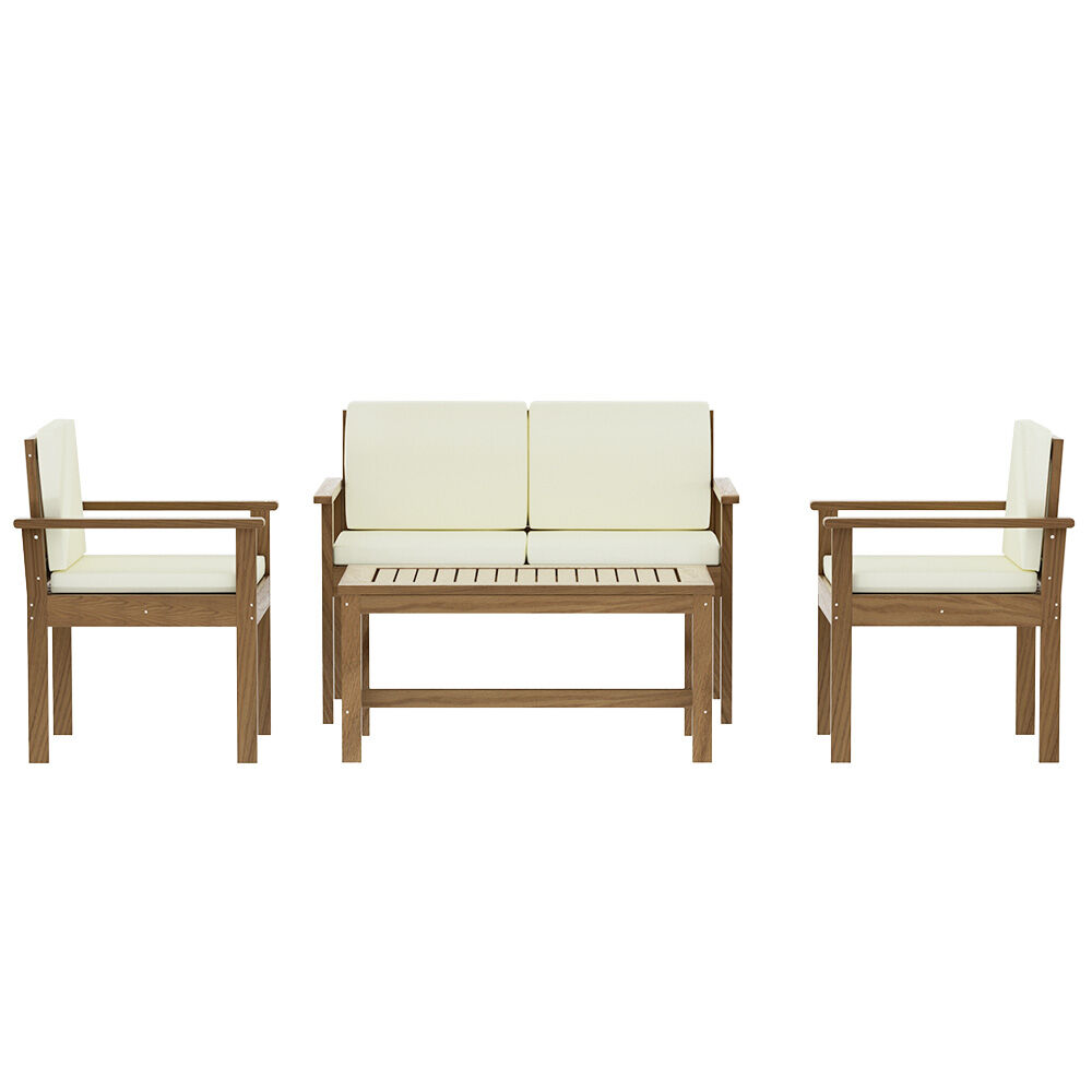 4-Piece Outdoor Sofa Set Wooden Couch Lounge Setting Price