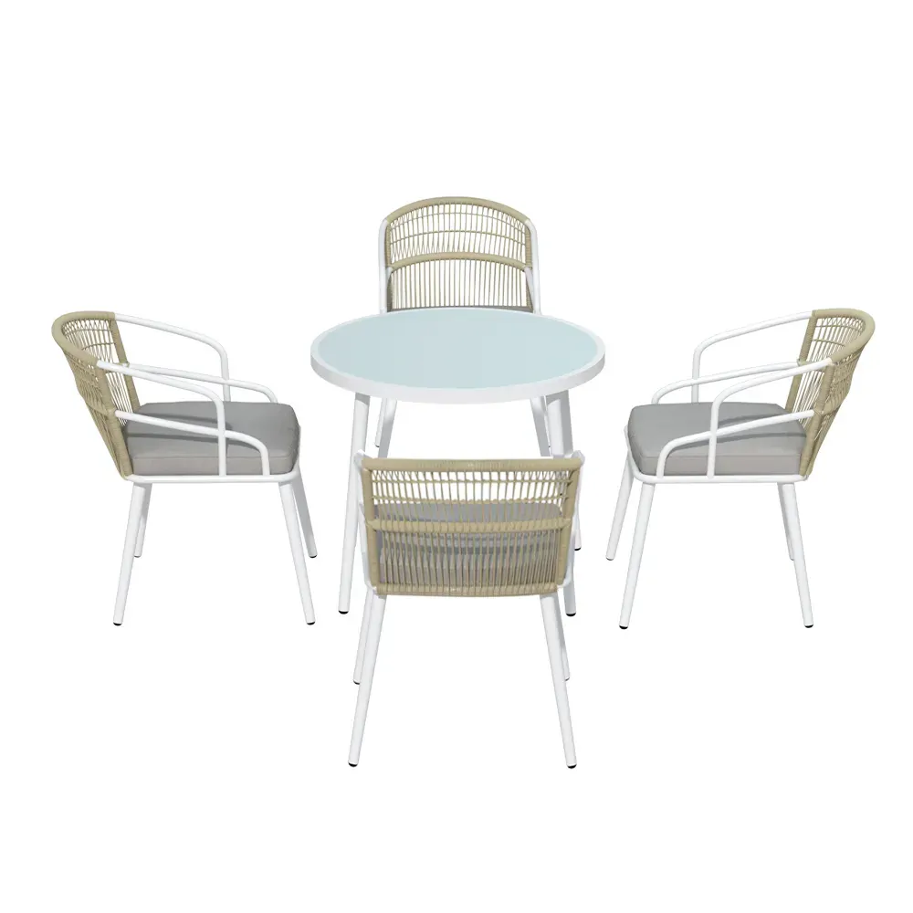 Outdoor Dining Set 5 Piece Aluminum Table Chairs Setting White Price