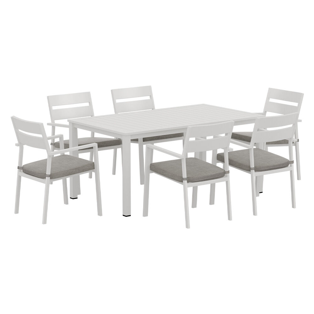Outdoor Dining Set 7 Piece Aluminum Table Chairs Setting White Price