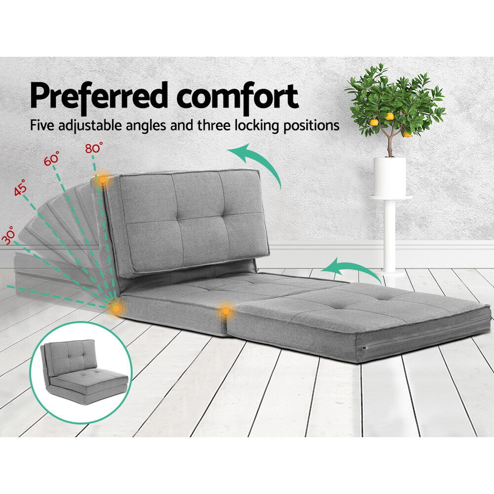 Floor Lounge Single Sofa Bed Grey Fabric Price