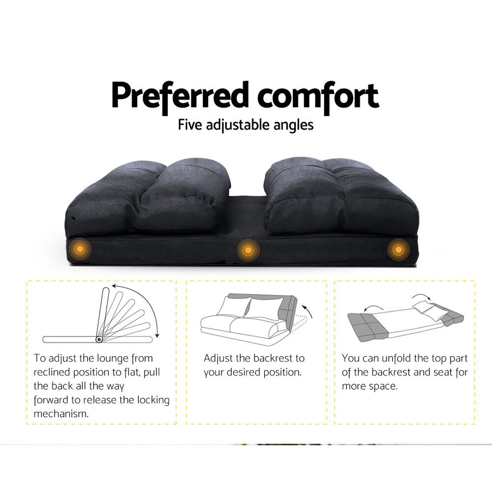 Floor Lounge Sofa Bed 2-seater Charcoal Suede Price