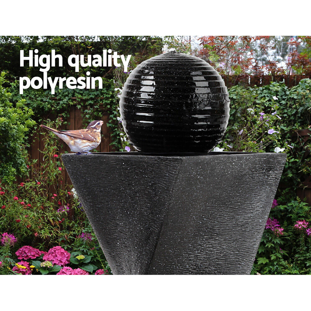 Gardeon Solar Water Feature Twisted Fountain LED Light Bird Bath 85CM Black Price