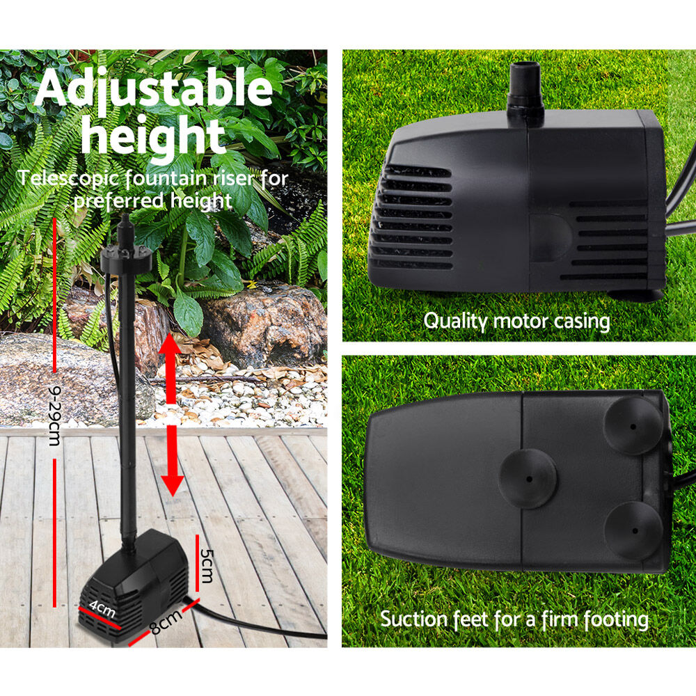Gardeon Solar Pond Pump Submersible Water Fountain with Battery Kit LED Lights 4FT Price