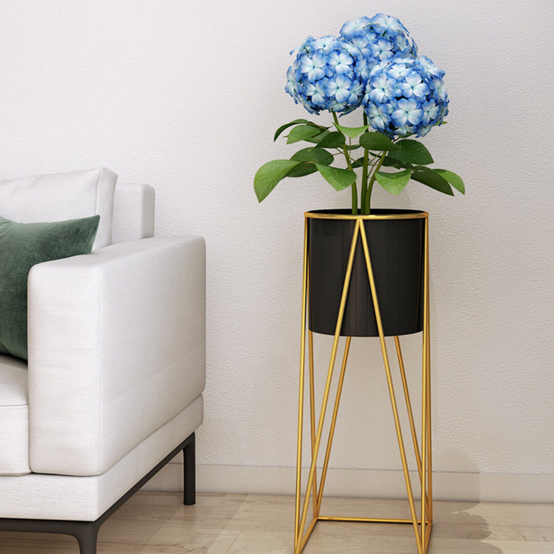 4x 50cm gold metal plant stand with black flower pot holder corner shelving rack indoor display Price