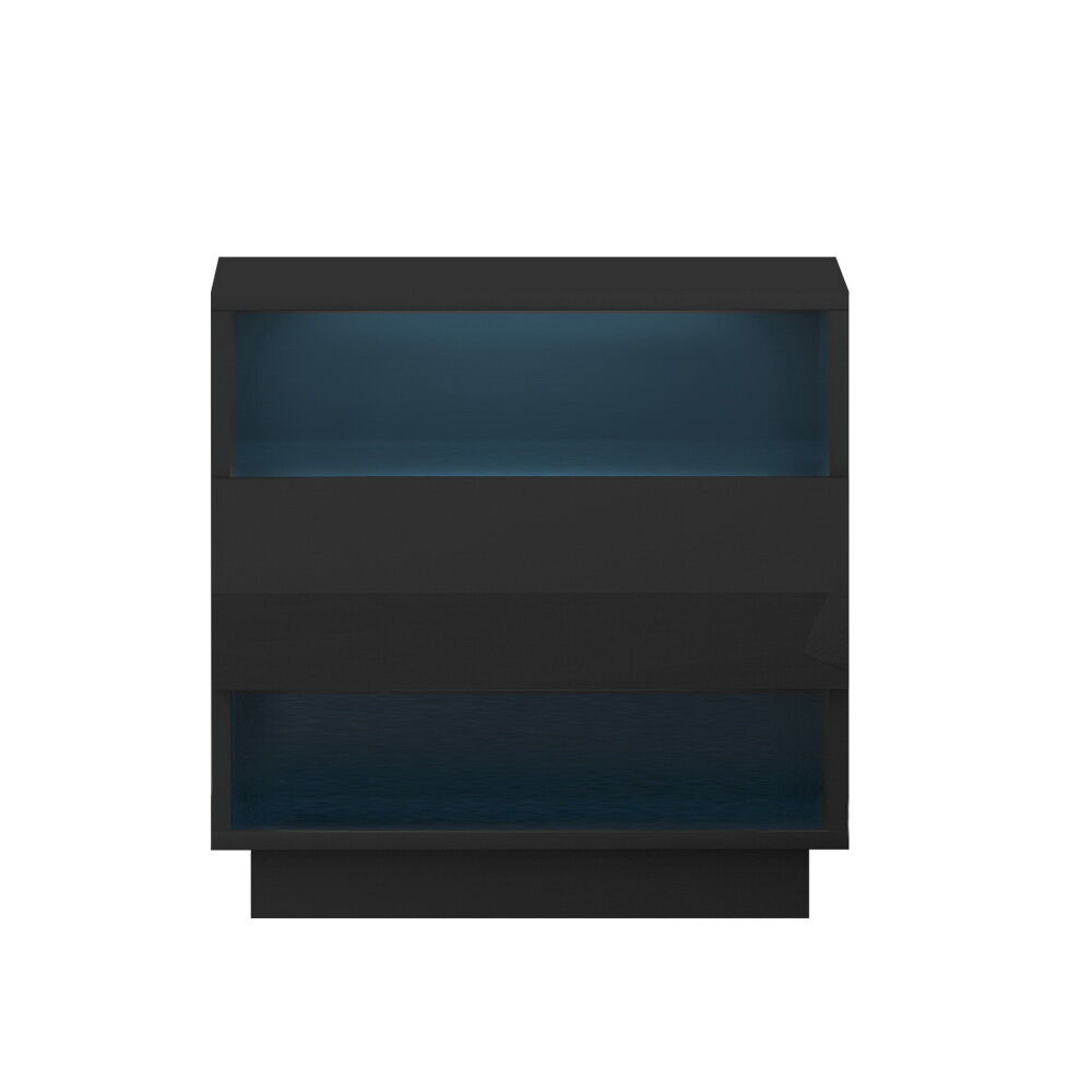 Bedside Table LED with 2 Shelves - HANA Black Price